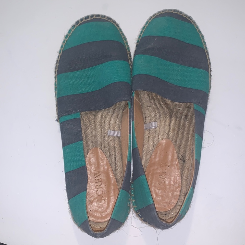 J Crew Blue & Green Espadrille Flats Size 10